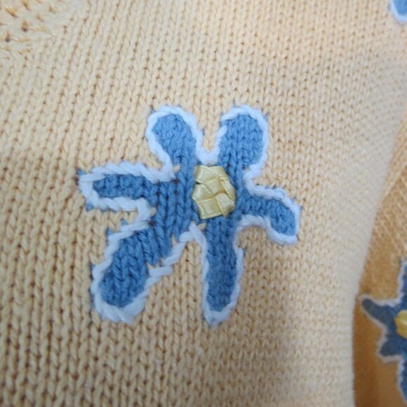 Orvis Women's Yellow Sweater Long Sleeve CottoFlowers Size Large - Picture 6 of 10